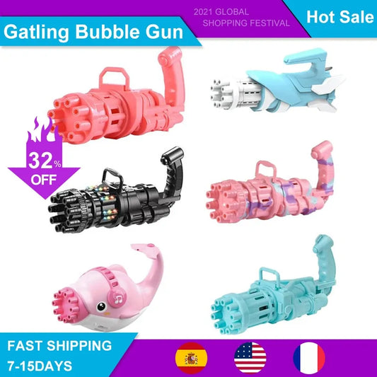 Automatic Gatling Bubble Gun Toys Summer